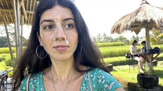 Public Cumwalk in Cafe , Eating Pasta Carbonara with Sperm on Face