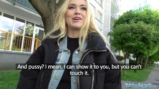 Public Agent Hot blonde student fucked doggy style in forest for cash