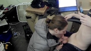 College Loser Paints Heather Kane's Patagonia Puffy Jacket White with Cum!